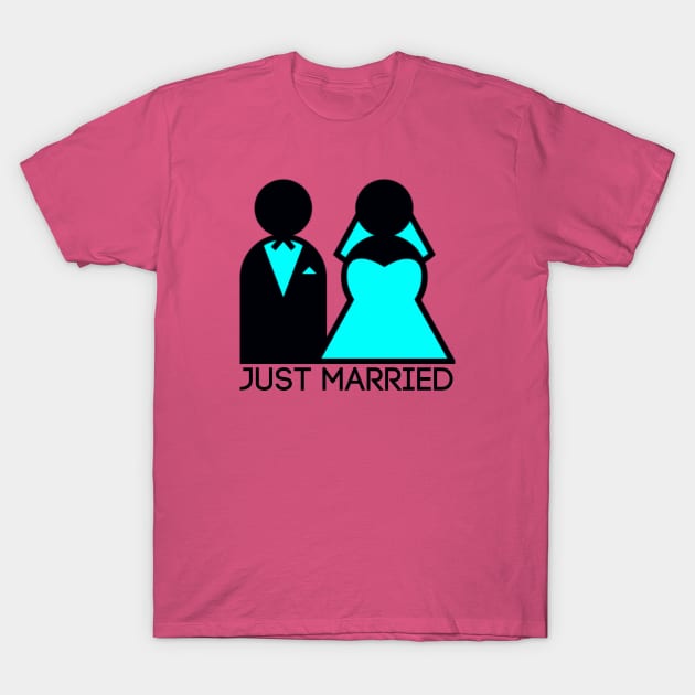 Just Married Newlyweds in Cyan T-Shirt by TheDaintyTaurus